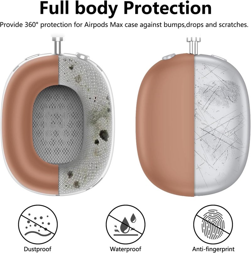 MINDRESY Silicone Case Cover for AirPods Max Headphones, Ear Pad Case Cover/Ear Cups Cover/Headband Cover for AirPods Max (USB-C/Lightning)(2024/2020),Accessories Silicone Protector for Apple AirPod Max, Dune - Image 3